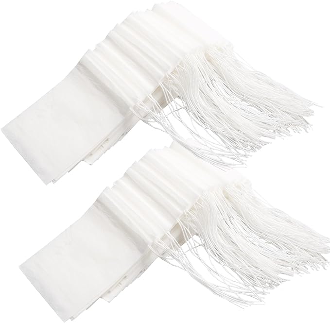 Eketirry 200pcs Tea Filter Bags for Loose Tea, Empty Tea Bags, Natural Wood Pulp Paper Material, Disposable Unbleached Tea Filter Bags with Drawstring for Loose Tea (White, 2.36 x3.15 inch)