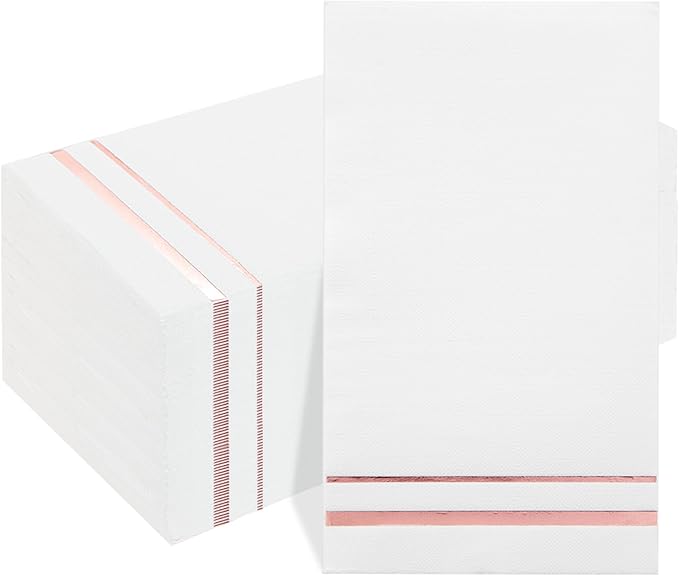 BUCLA 100-Count 3-Ply Rose Gold Napkins - Rose Gold Dinner Napkins Disposable Premium Quality - Paper Napkins Soft, Absorbent for Parties, Weddings or Events
