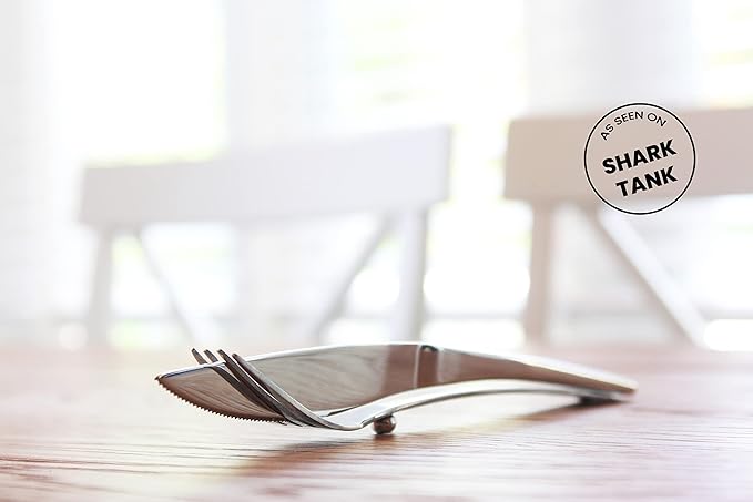 iFork Stainless Steel Flatware Serving Set Rises Off Tables and Surfaces. Elegant Handmade Tableware/Silverware, Perfect for Home Kitchens and Restaurants | 12 Pieces iFork iSpoon iKnife Utensils