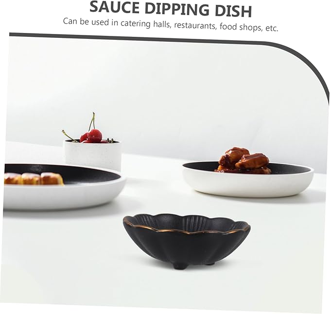 1pc Ceramic Sauce Plate with Trim Appetizer Dish for Condiments Salad and Desserts for Family School Picnic and Travel Use