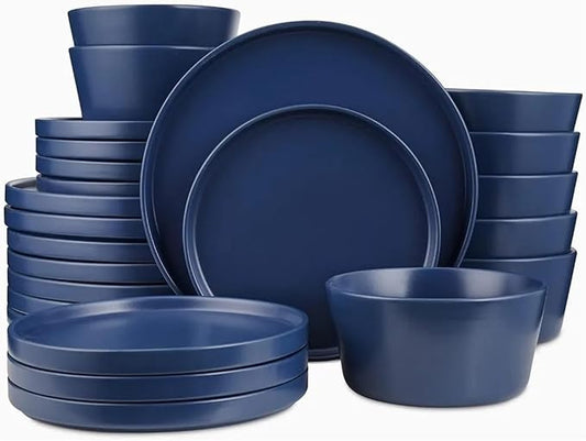 Food Plate Set Stoneware 24-Piece Round Dinnerware Set Ceramic Dishes to Eat Plates Dinner Sets Dish Tableware Bar