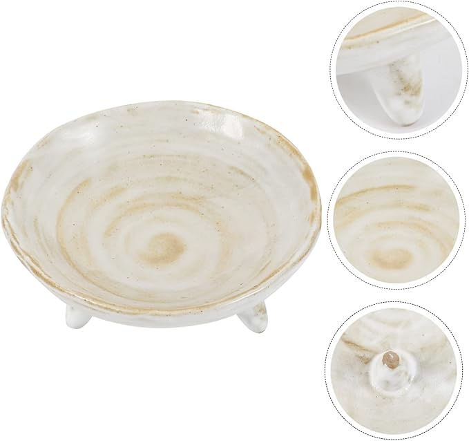 Three-Legged Sauce Dish Set Handmade Japanese Style Appetizer Plate Rustic Ceramic Condiment Holder for Sushi and Dipping Sauces