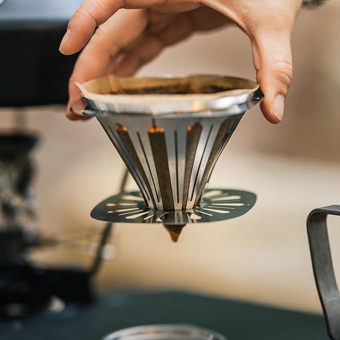 Thous Winds Collapsible Pour Over Coffee Dripper, Reusable 304 Stainless Steel Coffee Filter - Portable Coffee Maker for Camping, Travel, Office & Home, with Storage Bag