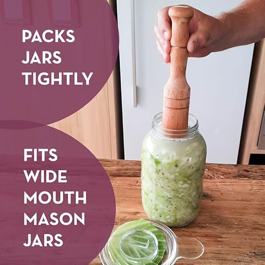 Sauerkraut Pounder - Solid Wooden Tamper for Sauerkraut Kimchi and Meat Tenderizing