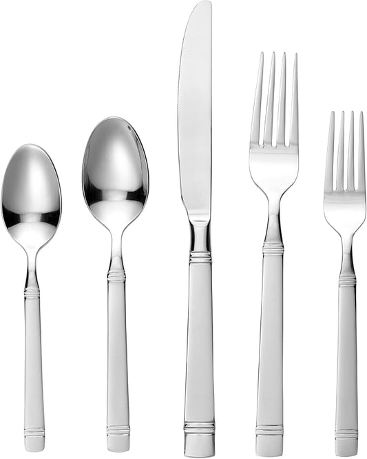 Lorren Home Trends 45 Piece Stainless Steel Flatware Set, Service for 8, Dishwasher Safe