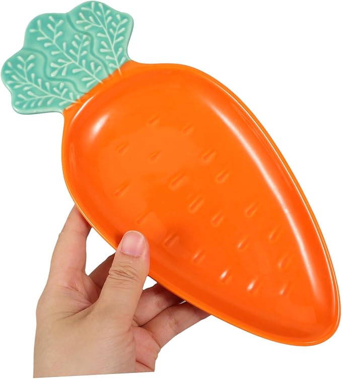 OUNONA Unique Carrot Dipping Tray Ceramic Sauce Plate for Appetizers Snacks Desserts Home Decor