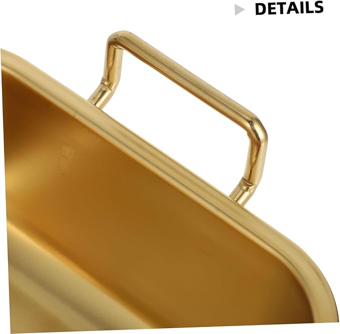 GLEAVI Stainless Steel Square Serving Tray for Appetizers Snacks and Desserts Double-Handled Metal Dish for Parties and Events 10-inch Food Serving Plate