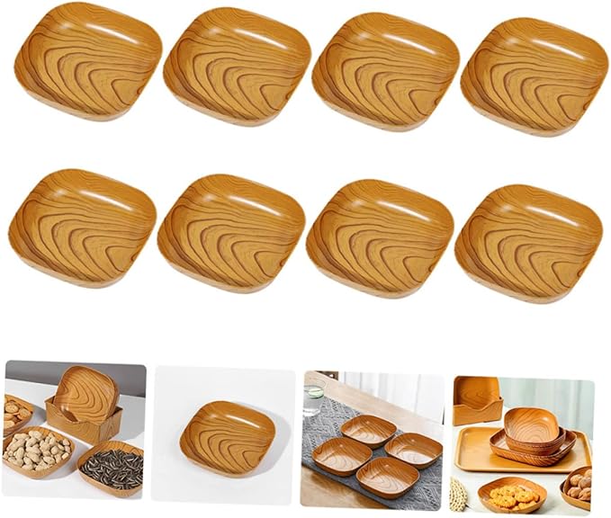 Veemoon Square Wood Bread Dipping Plate - Natural Palm Leaf Dinnerware for Appetizers and Snacks
