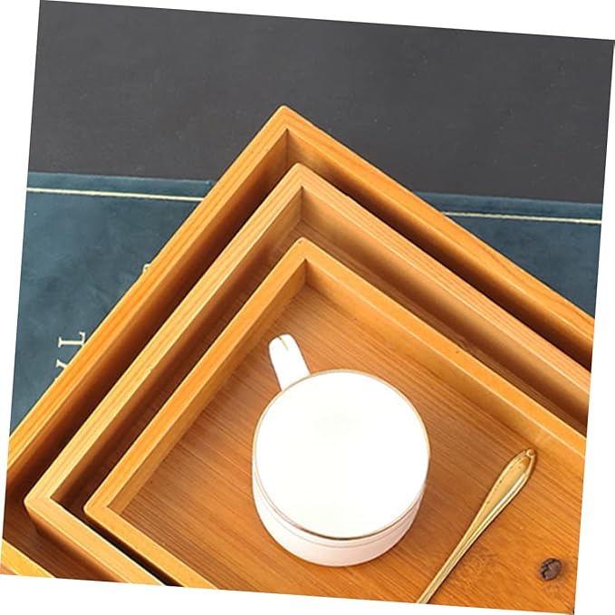 Cabilock Wooden Serving Tray Rectangular Multifunctional Desktop Food Plate for Home Kitchen Storage for Snacks Desserts Elegant