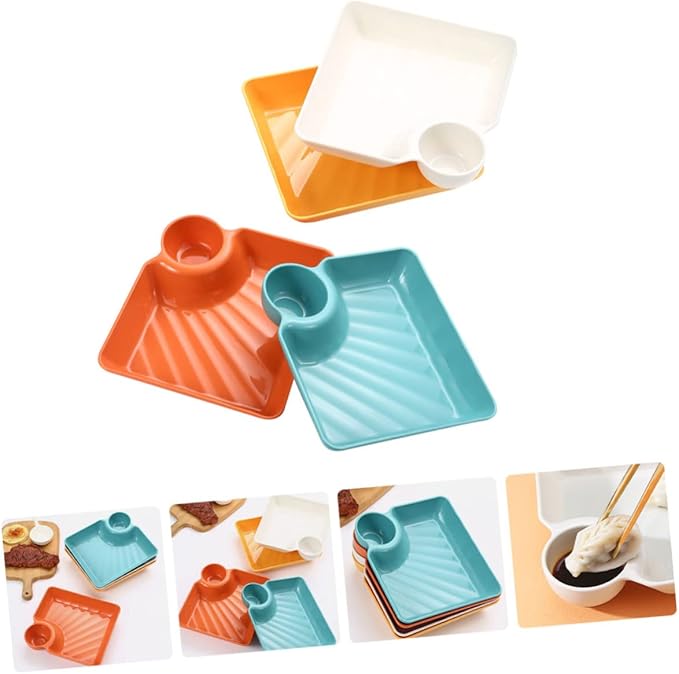 Cabilock 4Pcs Simple Style PP Snack Dishes Dumpling Plates for Appetizers Home Tableware and Easy to Clean for Serving Desserts and Bites