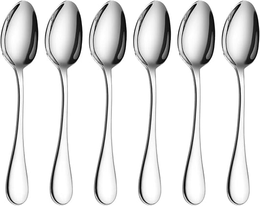 HornTide 6-Piece Dinner Spoon Set Table Spoon Flatware Stainless Steel Mirror Polishing 7-Inch 18cm