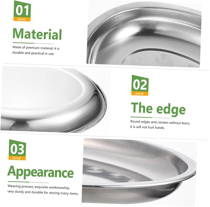 ERINGOGO 2pcs Stainless Steel Oval Pan Food Serving Platters Fruit Trays for Serving for Party Cheese Plate Oval Serving Platter Large Charcuterie Dinnerware Buffet Snack Dishes Meal Silver