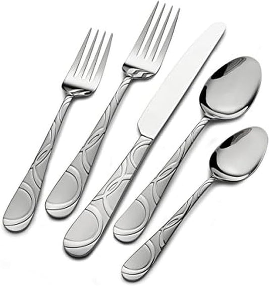 Garland Frost 67-Piece Stainless Steel Flatware Set with Serving Utensil Set, Service for 12