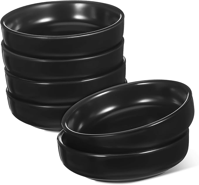STOBAZA Set of 6 Japanese Style Ceramic Plates Bread Dipping Bowls Asian Chinese Appetizer Dishes for Sushi Sauce Snacks