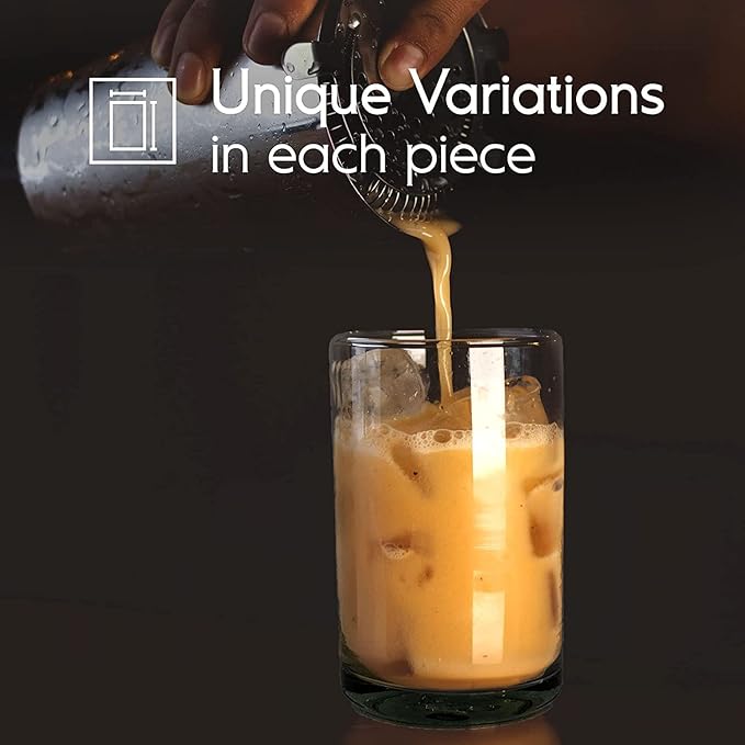 MexHandcraft Clear Blown 9 oz Juice Glasses (set of 6) Mexican Handmade Glassware, Recycled Glass, Lead-free, Toxin-Free (Juice)