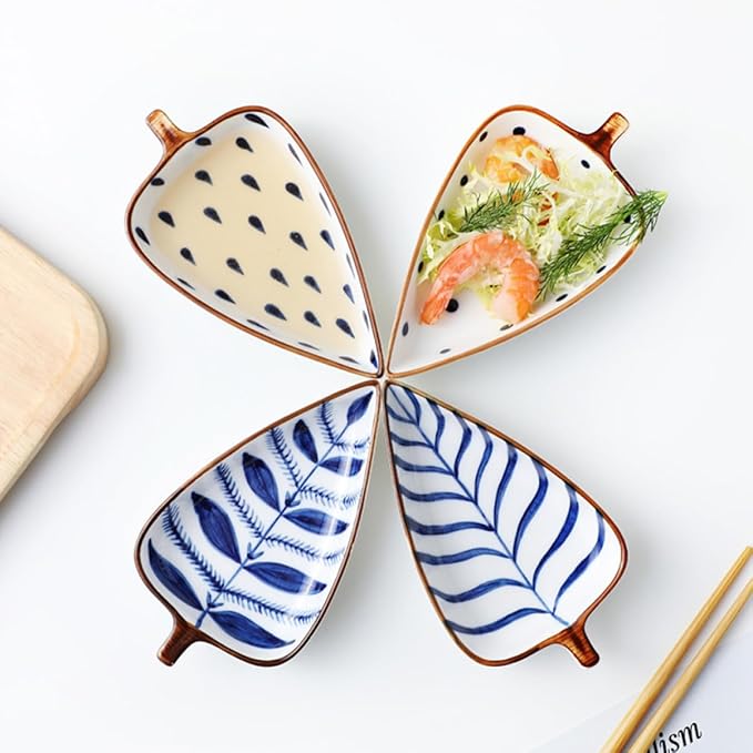 Mobestech 3pcs Ceramic Sauce Dish Random Style Seasoning Plates for Appetizers for Home Catering Anti-slip Design and Versatile for Sauces and Spices