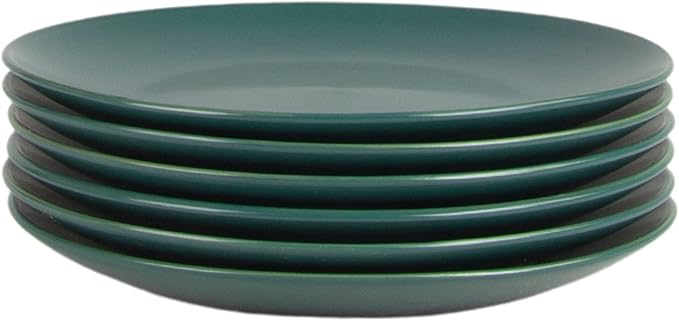 10 Strawberry Street Wazee Matte 8.25" Coupe Salad Plate, Set of 6, Emerald Green