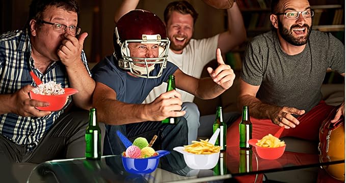36 Pack Baseball Helmet Ice Cream Bowls 18pc Spoons and 18pc 8oz Mini Dessert Cups Sundae Bowl Parfait Cups Appetizer Cup, Reusable Serving Baseball Cup Bowls for Birthday Party
