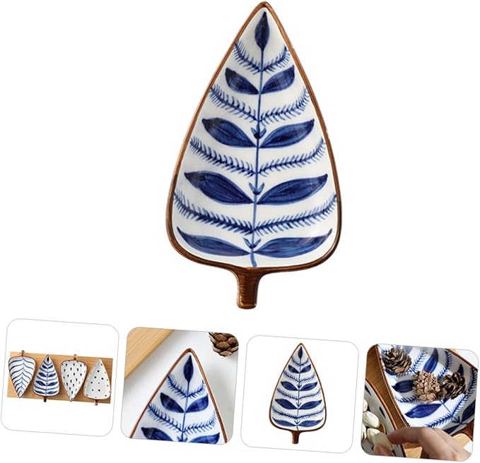 Unomor Creative Japanese Style Ceramic Snack Dish Hand-Painted Under-Glaze Sauce Dish for Dipping Seasoning and Appetizers 4.5-Inch Individual Serving Plate for Home Kitchen