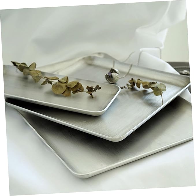 Ciieeo Retro Elegant Silver Aluminum Storage Tray Decorative Snack Plate for Pastry Dessert Display Small Rustic Serving Tray for Home Reusable and Easy to Clean