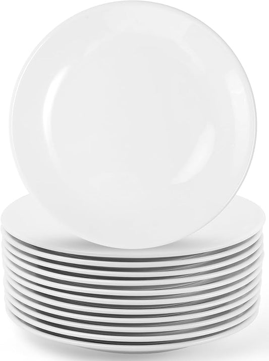 7 inch Appetizer Plates Set of 12, Small Dessert Plates, Mini Porcelain Serving Plate, Round Small Plate for Cake Snacks, Pasta, Portion Control, Microwave Dishwasher & Oven Safe(White)