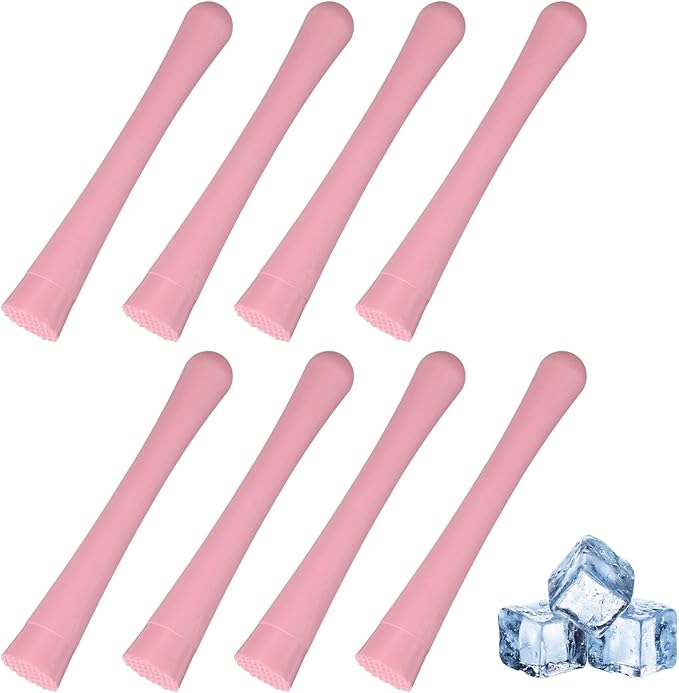 uxcell 8 Pcs Cocktail Muddler, 8 Inch PP Drink Muddler Bar Accessories Tools Ice Crusher for Home Party Cocktail Fruit Drinks, Pink (Thick)