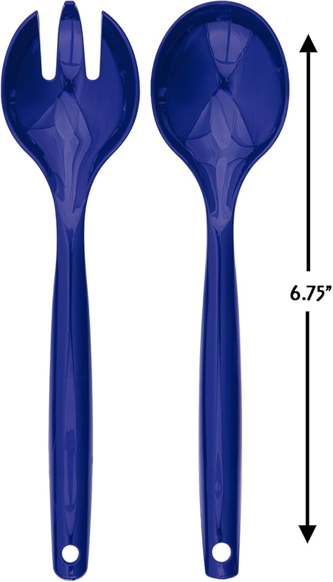 Navy Blue Plastic Serving Utensils - (Set of 4) - Durable and Reusable Flatware for Everyday Use, Formal Dining, and Special Occasions