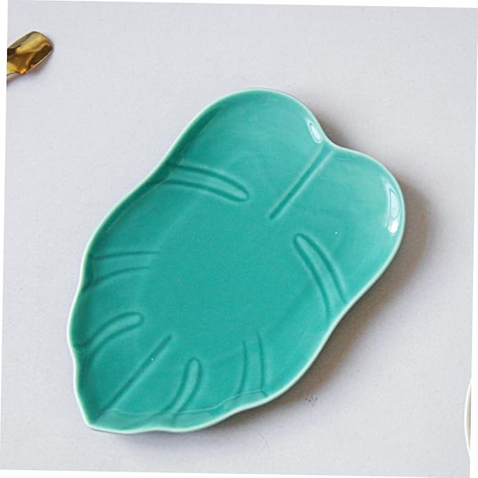 Mobestech Leaf Pattern Ceramic Plate for Desserts Snacks Appetizers Versatile Dinnerware Dishwasher Safe