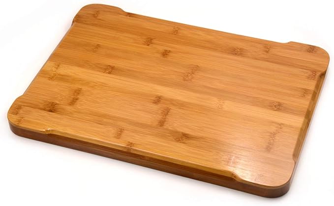 Bamber Large Bamboo Serving Tray Decorative Coffee Tea Platter 18 x 13 x 1.2 Inches