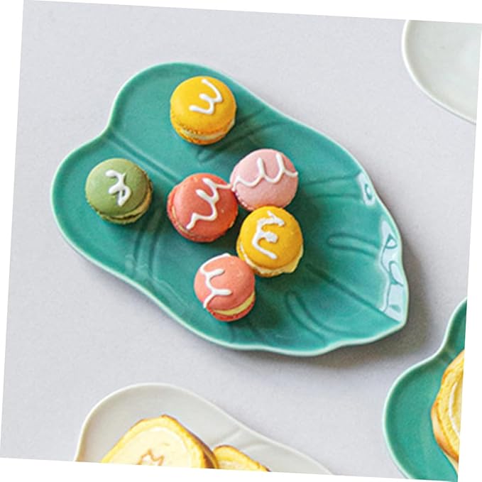 Mobestech Leaf Pattern Ceramic Plate for Desserts Snacks Appetizers Versatile Dinnerware Dishwasher Safe