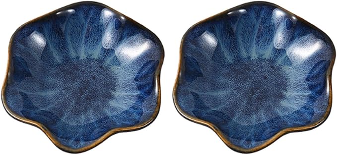 Appetizer Bowls Ceramic Lotus Leaf Plate Bone Plate, Ceramic Sauce Dish Plates for Snack Sushi Ketchup Condiments Appetizer Dessert. Salad Bowls (Color : 1)