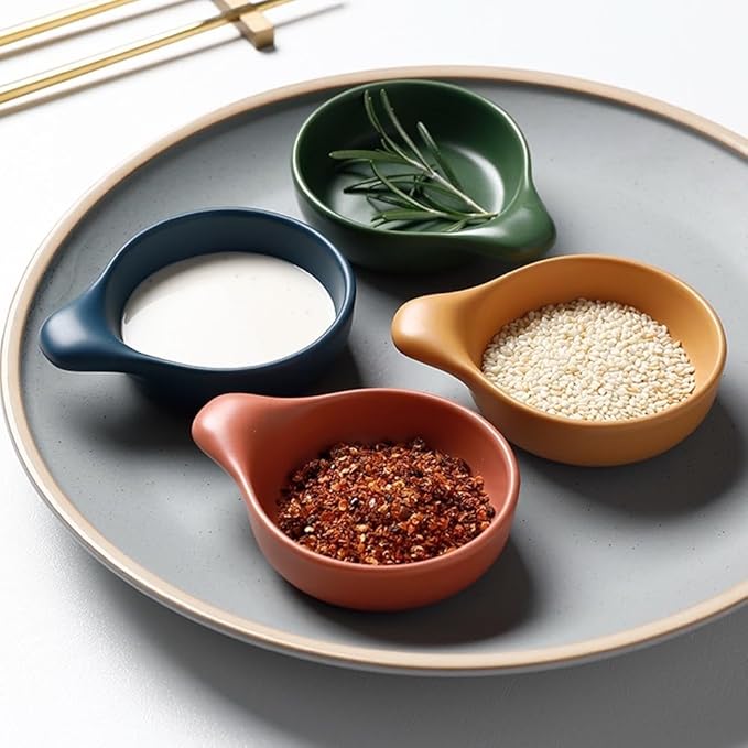 Dessert Plates Savory Dishes Dipping Sauce Plate Ceramic Dishes Appetizer Small Sauce Soy Sauce Vinegar Seasoning Dipping Dish Appetizer Plates Snack Tray(B)
