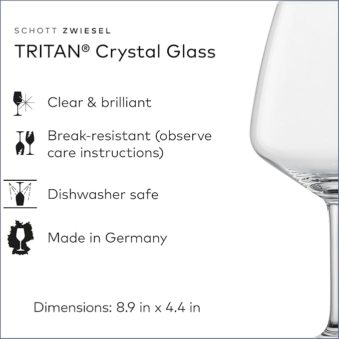 SCHOTT ZWIESEL Tulip Burgundy Red Wine Glass (Set of 4), Burgundy Glasses for Red Wine, Dishwasher-Safe Tritan Crystal Glasses, Made in Germany (26 Ounce)