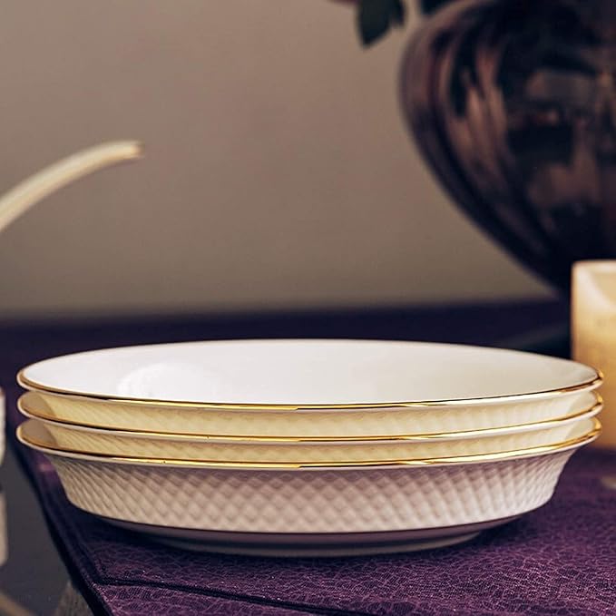 ERoomQ Dinnerware Set Dinner Party Tableware Service Set High-End Dinner Set, Ceramics Dinner Set, 58 Pieces Relief Bone China Dinnerware Sets | Porcelain Steak Plate and