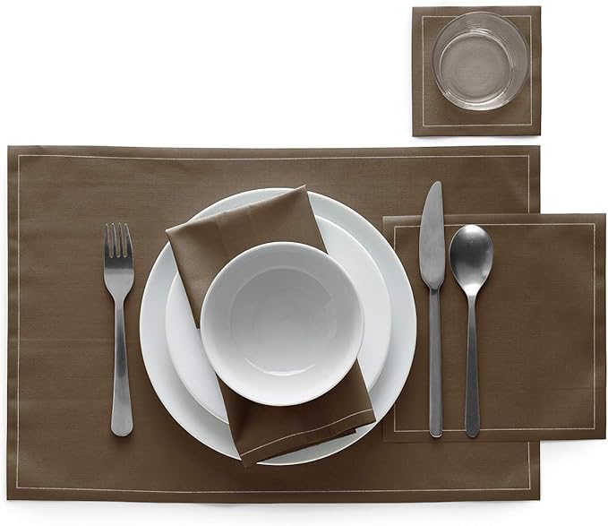 MY DRAP Cotton Dinner Napkins (11.8 x 11.8 in - 12 Per Roll, Taupe) Cloth Dinner Napkins for Parties, Weddings, Dinning, Hotels, Restaurants or Events - Washable and Reusable
