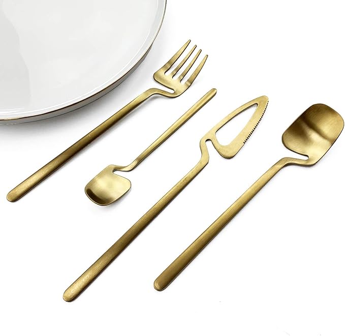 JASHII Honey Jam Spoon, Stainless Steel Mini Coffee Spoon, Teaspoon, 6-piece (Matte Gold)