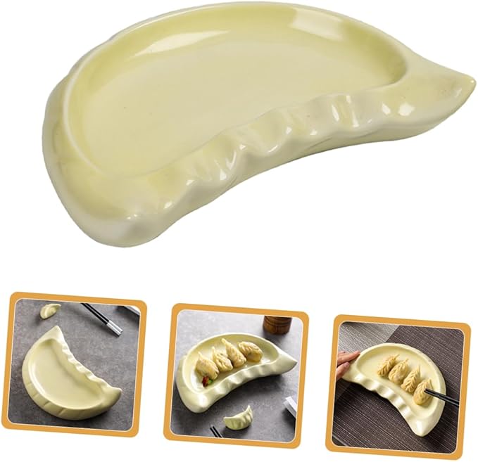 Ciieeo Ceramic Dumpling Plate Cute and Creative Appetizer Dish for Dumplings Snacks and Fruits Spacious and Multipurpose Design for Family Gatherings and Parties