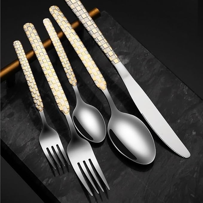Stainless Steel Flatware serving set,Home Kitchen Eating Tableware Set,Dishwasher Safe,For Home Kitchen Restaurant Hote 5/20/30/40/50/60pcs Stainless Steel Cutlery Creative Water Cube Knife And Fork S