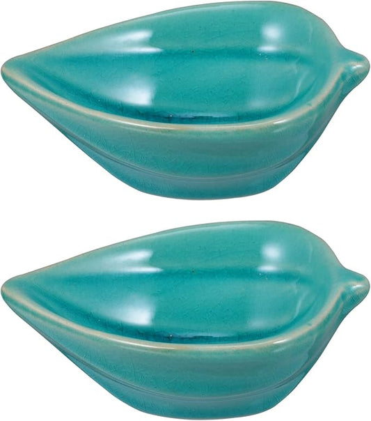 Healifty Bowl Plates Ceramic 2Pcs Mini Ceramics Dishes Dipping Sauce Bowls Essential Oil Saucers Sushi Dish Dessert Plates for Electric Oil Nuts Candy Fruits
