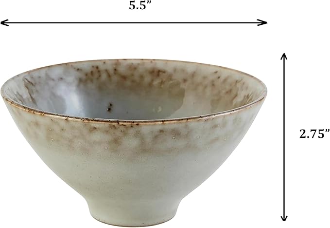 47th & Main Set of 4 Glazed Ceramic Bowls, 5.5" Diameter x 2.75" Tall, Sand