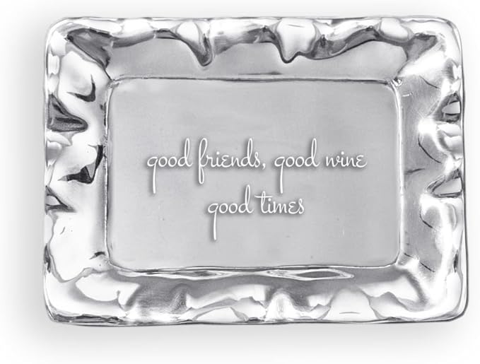 Beatriz Ball, Giftable Vento Small Rect. Tray, 7294, Engraved with The Words Good Friends, Good Wine, Good Times