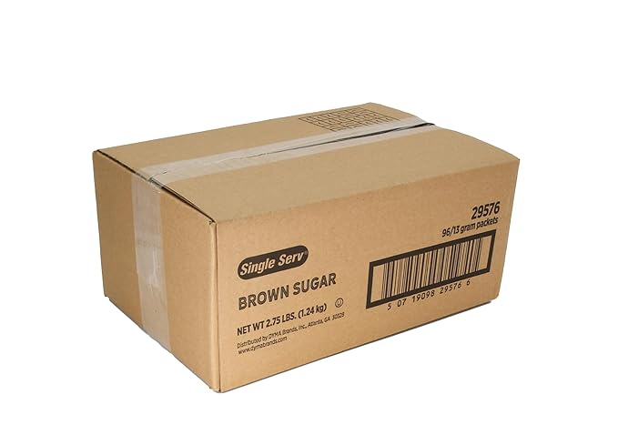 Single Serv All Natural Brown Sugar Packets - Delicious Brown Sugar, Easy To Open, Perfect for On-the-Go Sweetening and Baking - 13g Individual Servings. 96 Count