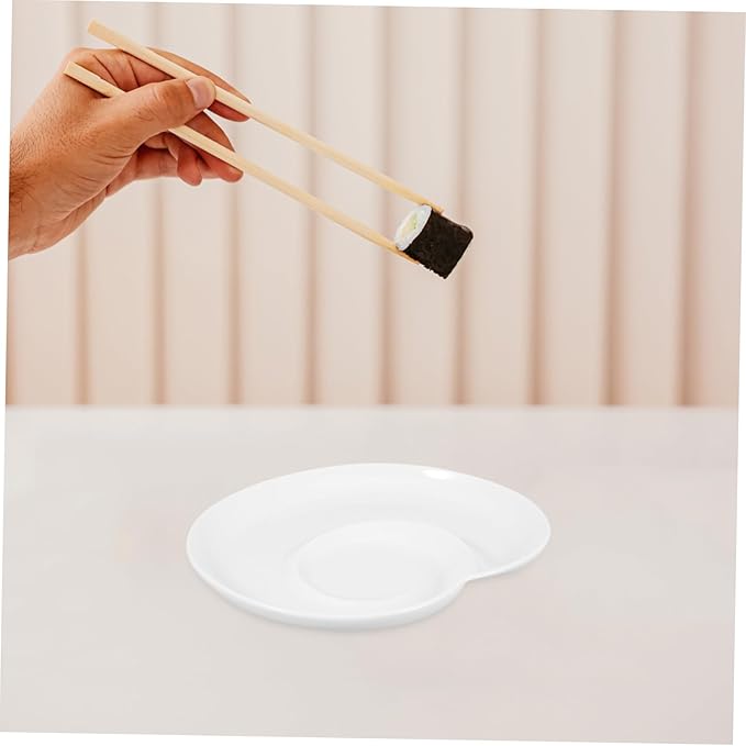 Mobestech Divided Ceramic Plate with Sauce Compartment Elegant Appetizer Serving Tray for Dumplings Sushi and Snacks Home and Restaurant Use