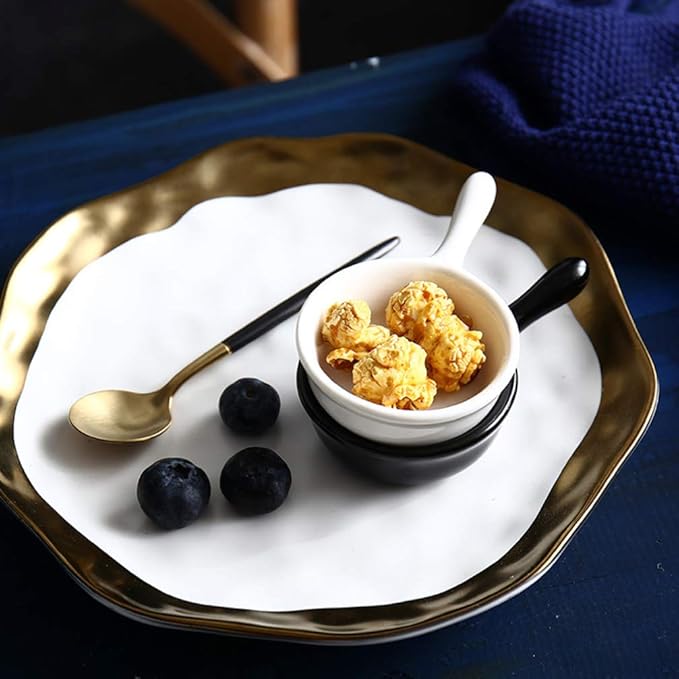 Ceramic Sauce Dish with Handle Seasoning Dish Sushi Soy Dipping Bowl Appetizer Plates for Wedding Home Party 40ML-White