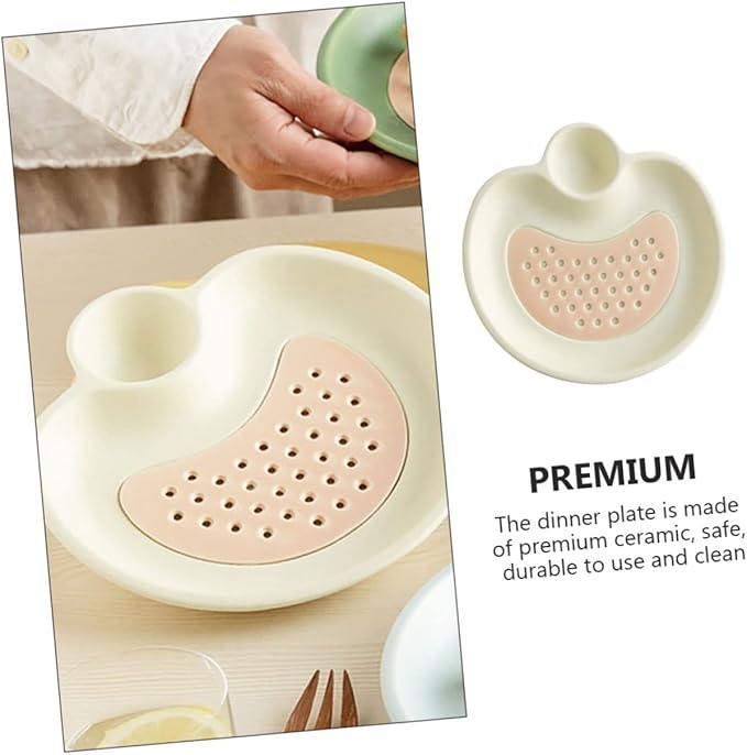 GLEAVI Ceramic Drain Tray Dipping Sauce Plate Sushi Plates and Soy Sauce Bowls Food Serving Tray