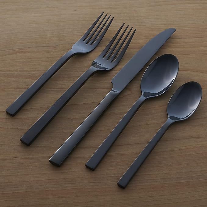 Oneida Chef's Table Black 20 Piece Everyday Flatware Set, Service for 4, 18/0 Stainless Steel, Silverware Set