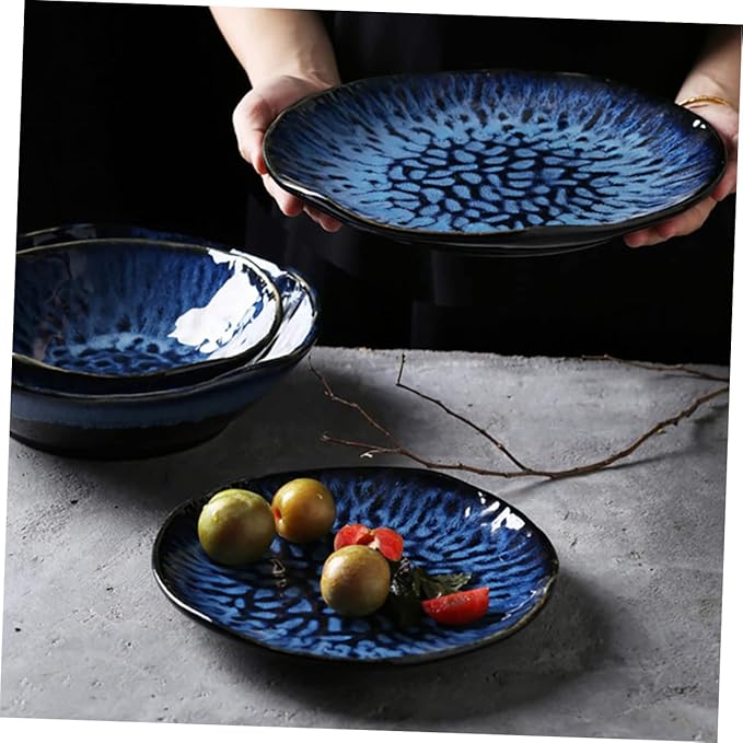 Ciieeo 1pc Vintage Looking Ceramic Plate Stylish Western Food Serving Great for Everyday Meals Banquets Celebrations