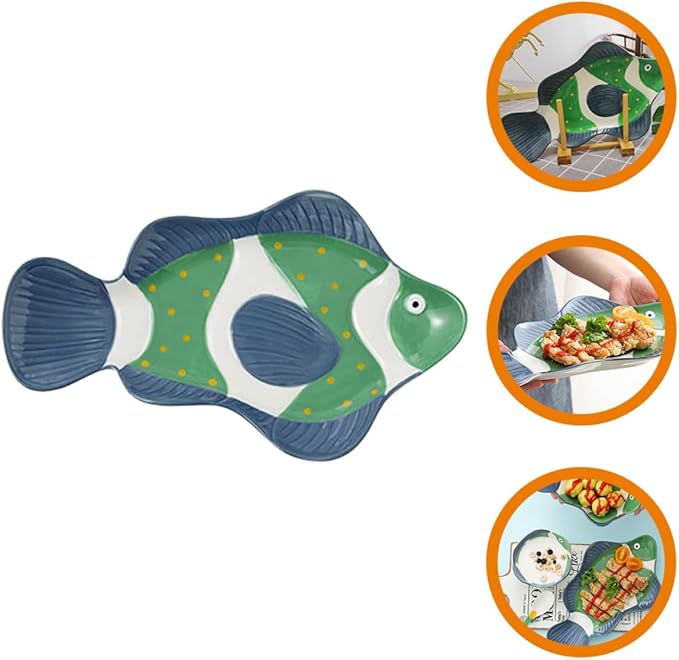Mobestech Theme Plate Ceramic Food Serving Dish Hotel Buffet Plate Steamed Fish Tray