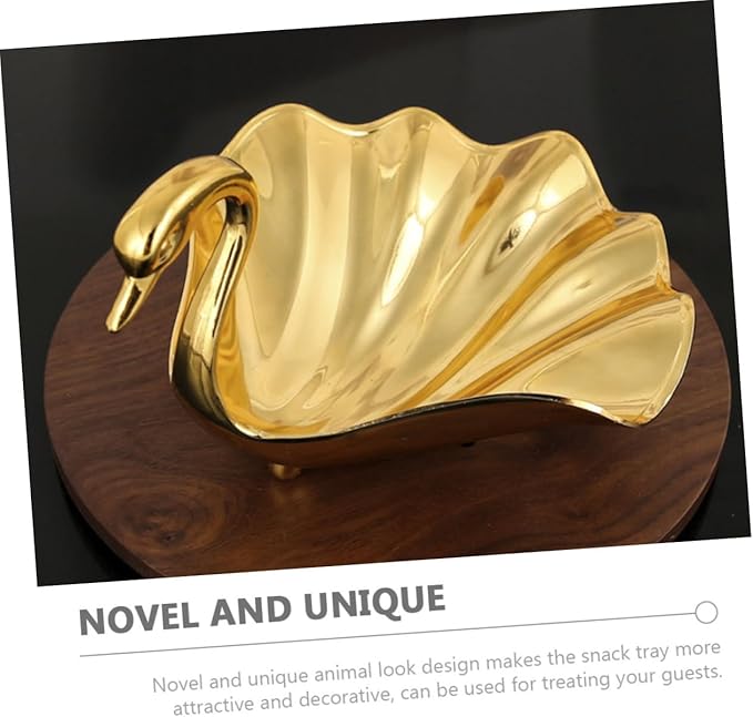 ABOOFAN Metal Serving Tray Fruit Plate Decorative Desk Tray Snack Display Gold Decorative Plate
