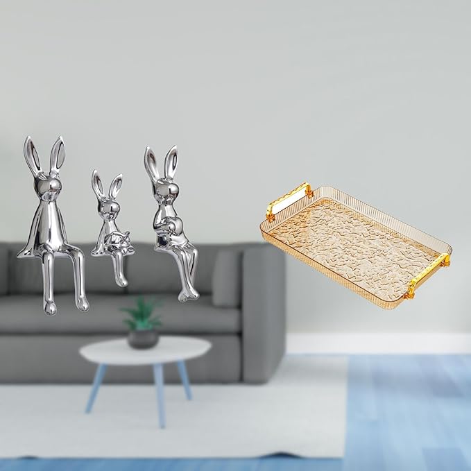 Fenteer Figurine Sculpture Sitting Statue Serving Tray Kitchen Rectangular Ceramic Handle Suitable for Gift Giving Home Decoration Office Party